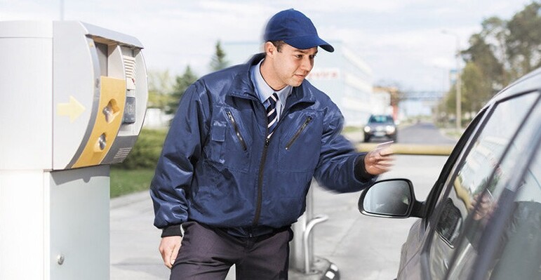 Admission control at barrier by security employee